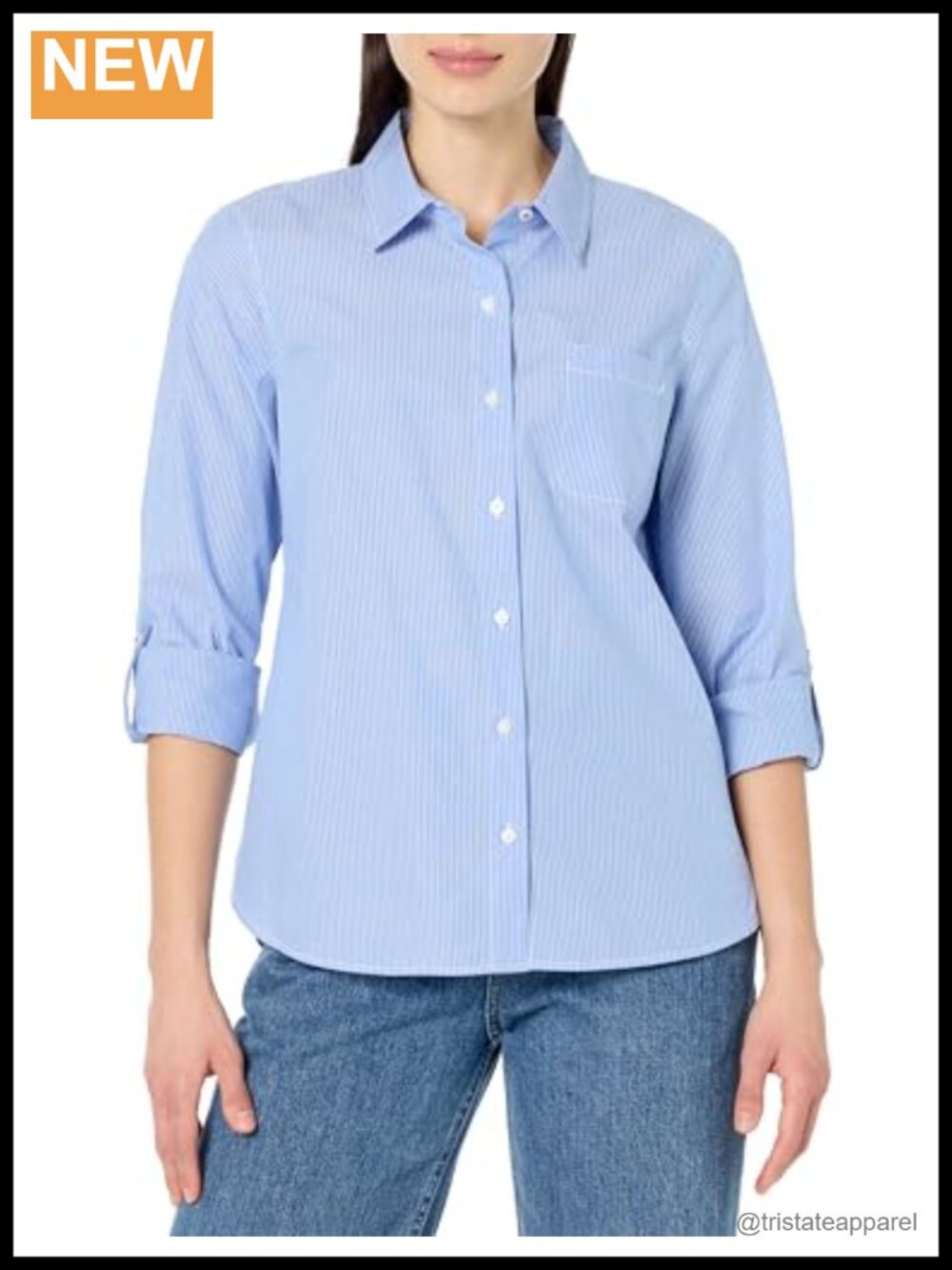 Nautica Button Front Long Sleeve Roll Tab Shirt Cotton Regular Fit